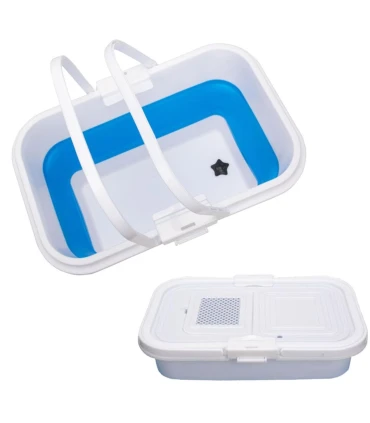 Cesta/cubo plegable con tapa y escotilla 13L 39,5x26cm