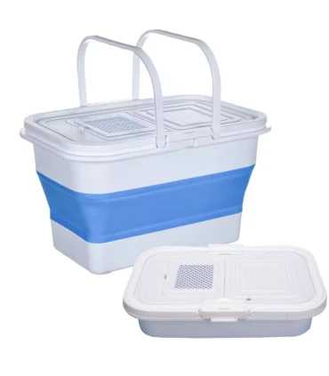 Cesta/cubo plegable con tapa y escotilla 13L 39,5x26cm