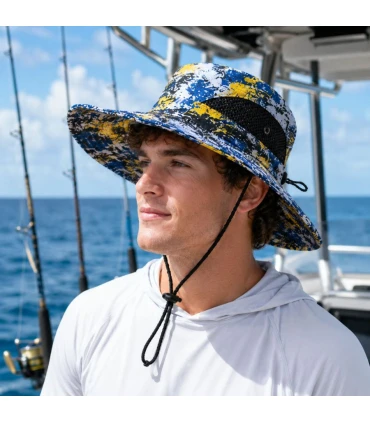 Sombrero Ocean Angler Canary Splash UPF 45 Protección Solar Pesca Outdoor