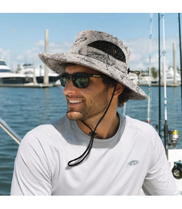 Sombrero Ocean Angler Gyotaku Stone UPF 45 Protección Solar Outdoor
