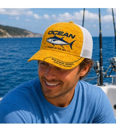 Gorra Trucker Ocean Yellow Wave Transpirable Ajustable
