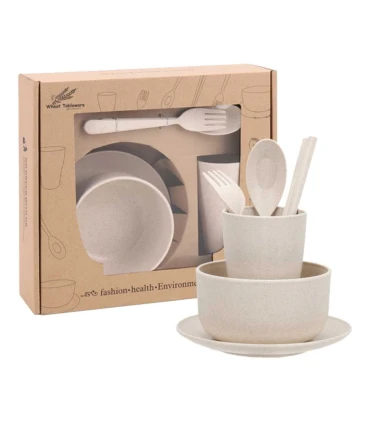 Juego vajilla 6 piezas polipropileno (PP) Beige