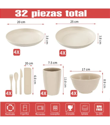 Cópia de Juego vajilla 6 piezas polipropileno (PP) Beige